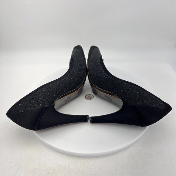 Salvatore Ferragamo Riflessa Women Size 8 B Black Satin Slip On High Heel Pumps - Picture 8 of 16